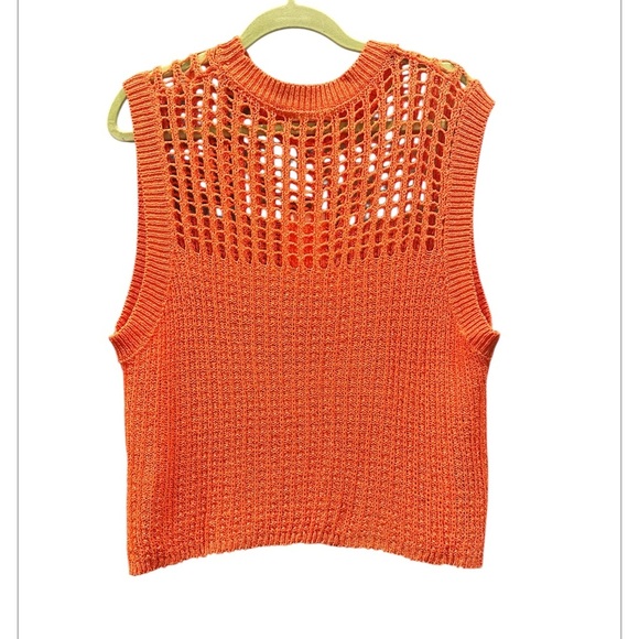 Do Everything in Love Orange Ribbed Cropped  Crocheted Tank Top. 🍊 - Picture 2 of 4